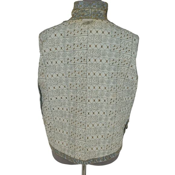 Click by Color Me Cotton Jacket Womens Medium Blue Denim Gold Embroidery Flaws - Picture 13 of 16